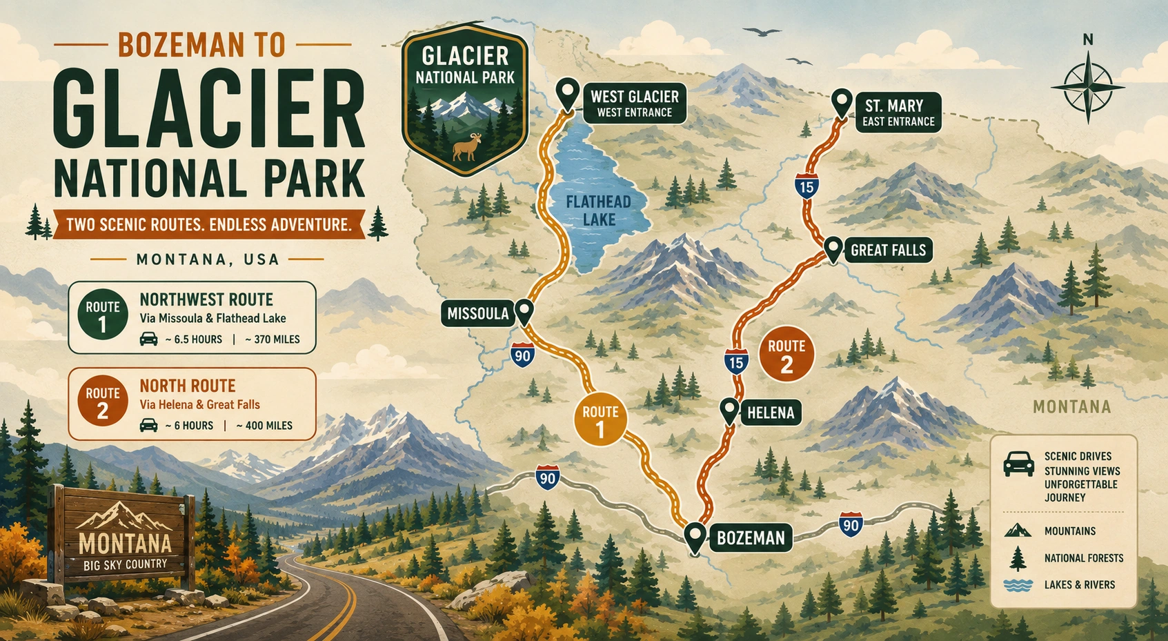 Bozeman to Glacier National Park: Distance, Routes, and Whether a Day Trip Works