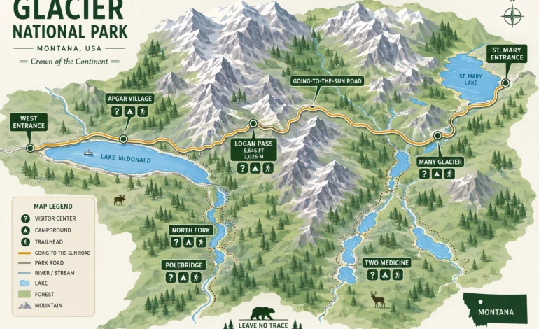 Glacier National Park Map: Entrances, Roads, and How It All Connects