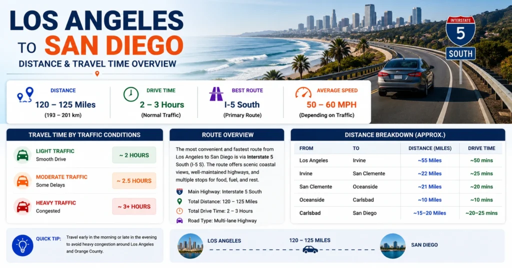 Los Angeles to San Diego Distance Overview