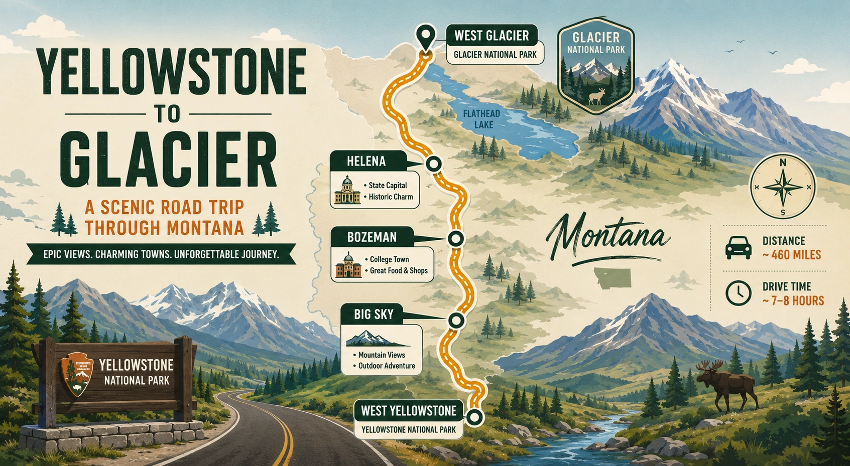 Yellowstone to Glacier National Park: Distance, Routes, and How Long It Actually Takes