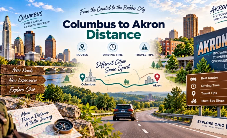 Columbus to Akron Distance
