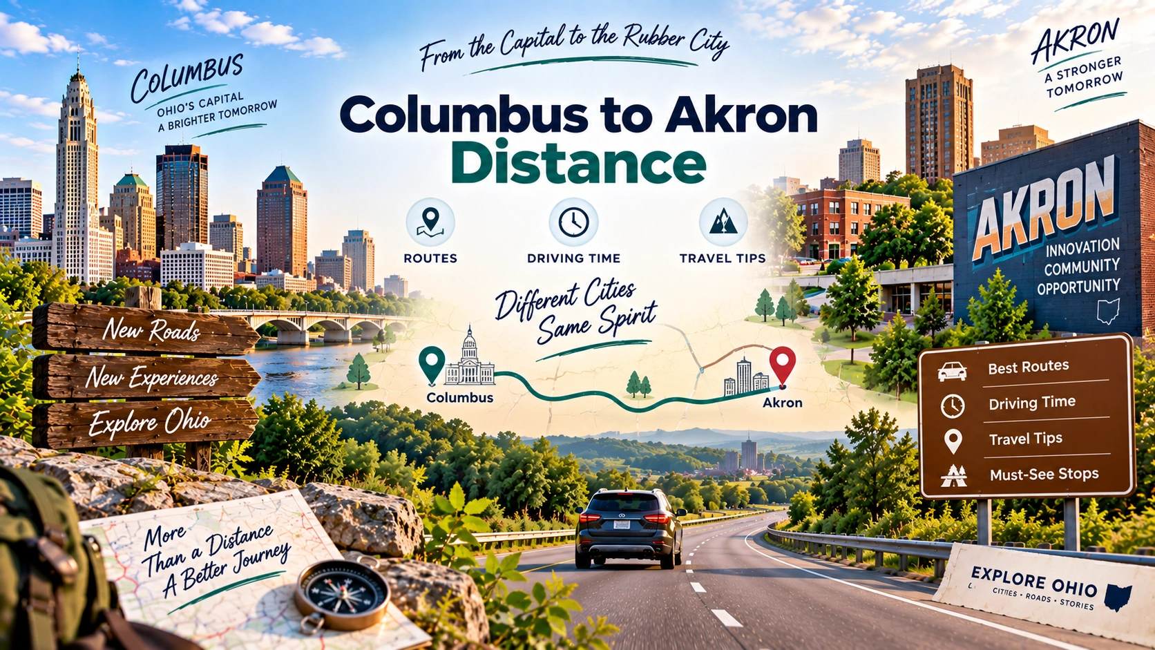 Columbus to Akron Distance: Miles, Route and Driving Time