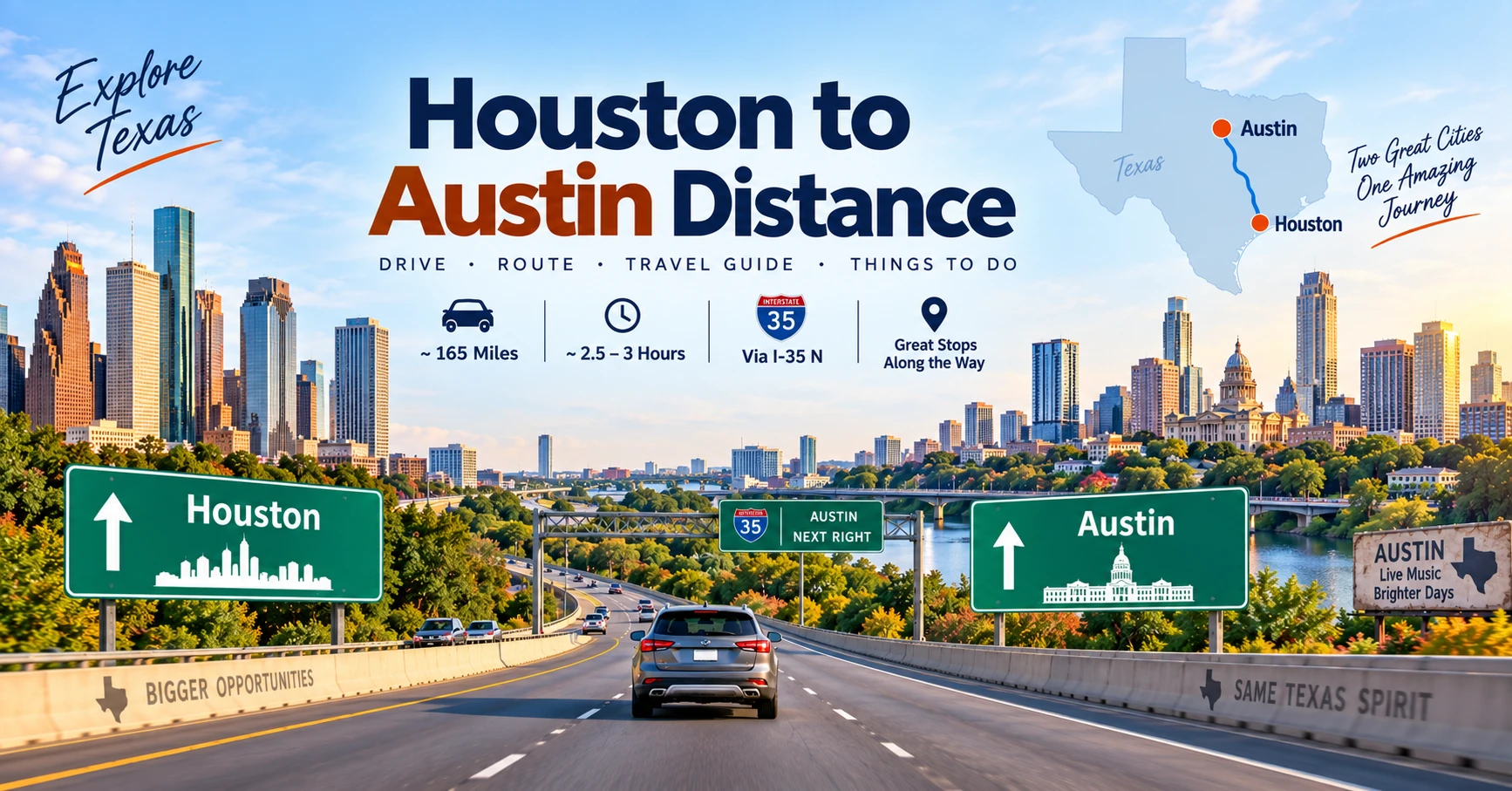 Houston to Austin Distance: Miles, Route and Driving Time