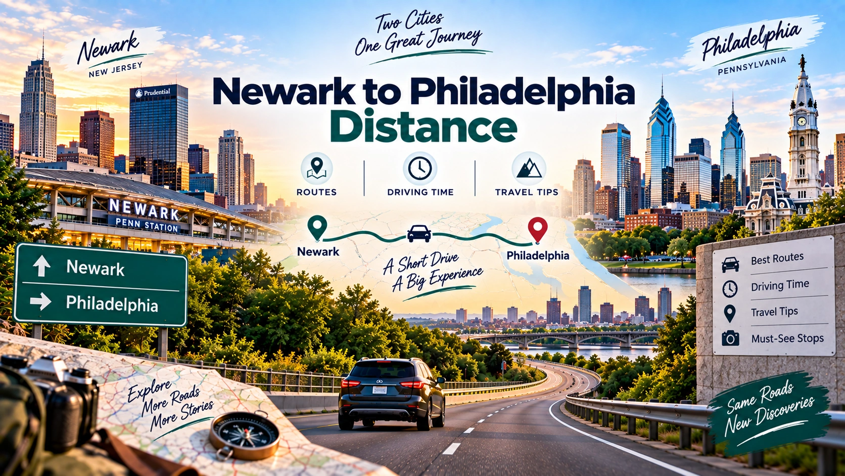 Newark to Philadelphia Distance: Miles, Route and Travel Time